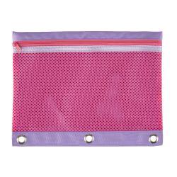 Office Depot® Brand 3-Ring Mesh Pencil Pouch, 8" x 10-1/4", Pink