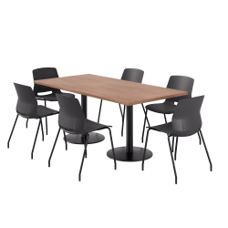 KFI Studios Proof Rectangle Pedestal Table With Imme Chairs, 31-3/4"H x 72"W x 36"D, River Cherry Top/Black Base/Black Chairs