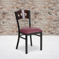 Flash Furniture Decorative 3 Circle-Back Metal/Vinyl Restaurant Accent Chair, Burgundy/Walnut/Black