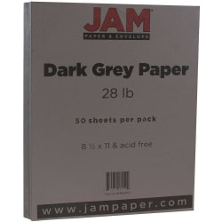 JAM Paper® Color Multi-Use Printer & Copy Paper, Dark Gray, Letter (8.5" x 11"), 50 Sheets Per Pack, 28 Lb