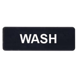 Winco Wash Sign, 9" x 3", Black/White