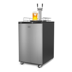 Black+Decker Beer Kegerator 6.1 Cu. Ft. Draft Beer Machine And 2-Shelf Fridge, Black