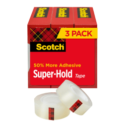 Scotch Super-Hold Tape, 3/4 in x 800 in, Clear, 3/Pack
