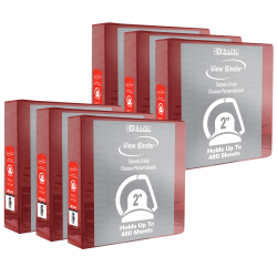 BAZIC Products 3-Ring View Binder With 2 Pockets, 2" Slant D, Burgundy, Pack Of 6