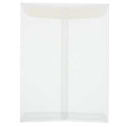 JAM Paper® Open-End 9" x 12" Catalog Envelopes, Gummed Seal, Clear Translucent, Pack Of 10