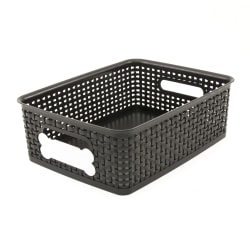Paw Prints Pet Supply Bin With Dry-Erase Label, Medium, Black