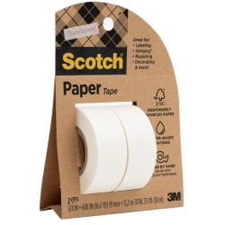 Scotch Paper Tape, See-through Paper Tape , 0.75 in x 600 in, 2 Rolls/Pack