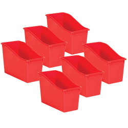 Teacher Created Resources Plastic Book Bins, 7-1/2"H x 11-3/8"W x 5-1/2"D, Red, Pack Of 6 Bins