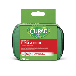 CURAD® First Aid Kits, 75 Pieces, 7 1/4"H x 5 1/4"W x 7 3/16"D, Green, Pack Of 6