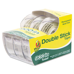 Duck Double Stick Tape - 25 ft Length x 0.50" Width - 1" Core - Clear - For Crafting, Photo Album, Scrapbooking, Wrapping, Document - 3 / Pack