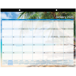 2026 Office Depot® Brand Monthly Desk Pad Calendar, 22" x 17", Paradise, January to December