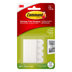 Command Small Picture Hanging Strips, 4 Pairs (8 Command Strips), Damage Free Organizing of Dorm Rooms, White