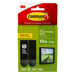 Command Black Picture Hanging Strips Value Pack,  10 lb, Black, 12 Pairs