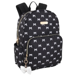 Jessica Simpson Women’s Travel Backpack With 16" Laptop Pocket, Black/White Bows, Total Qty 1