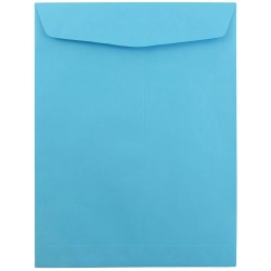 JAM Paper® Open-End 9" x 12" Catalog Envelopes, Gummed Seal, 30% Recycled, Blue, Pack Of 10