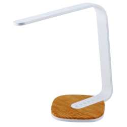 BLACK+DECKER LED Desk Lamp With Wood Grain Base, 14-1/2"H, White