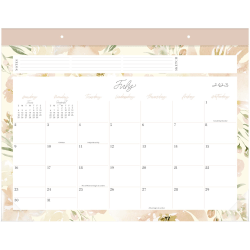 2023-2024 Leah Bisch for Cambridge® Academic Monthly Desk Pad Calendar, 21-3/4" x 17", Floral Standard, July 2023 To June 2024, LB21-704A