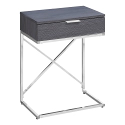Monarch Specialties Accent End Table, Rectangular, Gray/Chrome