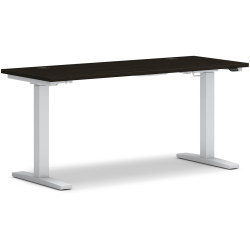 HON® Mod 60"W Height-Adjustable Computer Desk, Java Oak/Silver