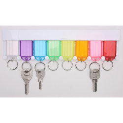 Sparco Wall Mount Key Rack - 8 x Key Tag - 2.8" Height x 10.5" Width0.5" Length - Assorted - 1 Set