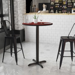 Flash Furniture Round Bar-Height Table With X-Style Base, 43-3/16"H x 30"W x 30"D, Mahogany