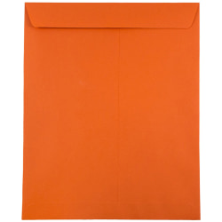JAM Paper® Open-End 10" x 13" Catalog Envelopes, Gummed Closure, 30% Recycled, Orange, Pack Of 10