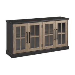Bush Furniture Westbrook 60"W Sideboard Cabinet, Vintage Black/Restored Tan Hickory, Standard Delivery