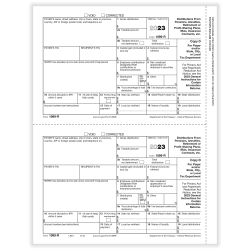 ComplyRight® 1099-R Tax Forms, 2-Up, Payer Copy D And/Or State/City/Local, Laser, 8-1/2" x 11", White, Pack Of 100 Forms