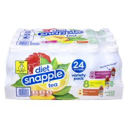 Snapple Diet Ice Tea, 20 Oz, Assorted Flavors, Pack Of 24 Bottles