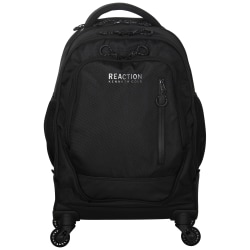 Kenneth Cole Reaction Polyester Double-Compartment 4-Wheel Rolling Backpack With 17" Laptop Pocket, Black