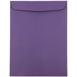 JAM Paper® Open-End 9" x 12" Catalog Envelopes, Gummed Seal, Dark Purple, Pack Of 10