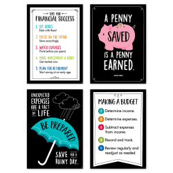 Creative Teaching Press Financial Literacy Inspire U Posters, 13-3/8" x 19", Multicolor, Pack Of 4 Posters