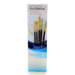 Princeton Real Value Series 9133, Assorted Sizes, Golden Taklon, Synthetic, Blue, Set Of 6