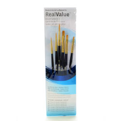 Princeton Real Value Paint Brush Set Series 9137, Round Bristle, Synthetic, Blue, Set Of 6
