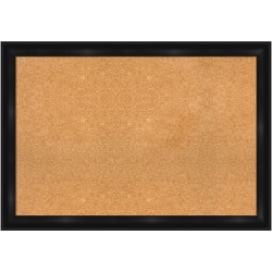 Amanti Art Rectangular Non-Magnetic Cork Bulletin Board, Natural, 40" x 28", Grand Black Narrow Plastic Frame