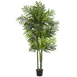 Nearly Natural Areca Palm 90"H Artificial Tree With Pot, 90"H x 18"W x 18"D, Green