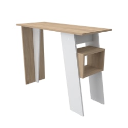 Inval 40"W Writing Desk With Multi-Level Storage, Sanstone/White