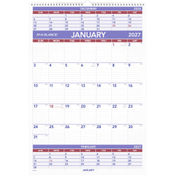AT-A-GLANCE® 2027 Three Month Wall Calendar, Large, 15 1/2" x 22 3/4"
