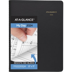 2024 AT-A-GLANCE® 2-Person Daily Appointment Book, 8" x 11", Black, January To December 2024, 7022205