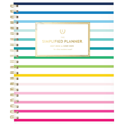 2024-2025 AT-A-GLANCE® Simplified By Emily Ley Weekly/Monthly Academic Planner, 8-1/2" x 11", Happy Stripe, July 2024 To June 2025, EL24-905A