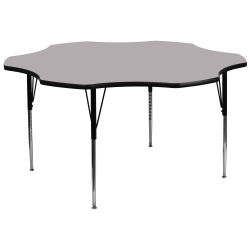 Flash Furniture 60'' Flower Thermal Laminate Activity Table With Standard Height-Adjustable Legs, Gray