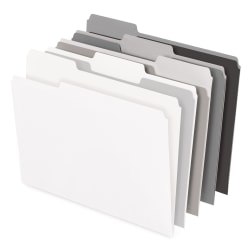 Office Depot® Brand File Folders, 1/3 Cut, Letter Size, Assorted Grayscale Colors, Box Of 100 Folders