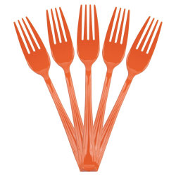 JAM PAPER Premium Utensils Party Pack, Plastic Forks, Orange, 48 Disposable Forks/Pack