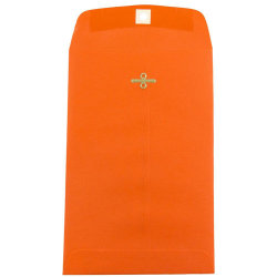 JAM Paper® Open-End 6" x 9" Catalog Envelopes, Clasp Closure, 30% Recycled, Orange, Pack Of 10