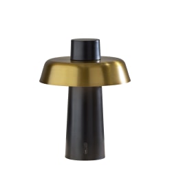 Adesso ADS360 Pirlo LED Cordless Table Lamp, Black with Antique Brass Sahde