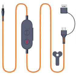 Delton 3.5mm Audio Cable Replacement With USB-A And USB-C Connector, 6', Orange