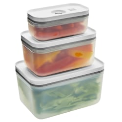 Zwilling Fresh & Save Vacuum Sealed Plastic Food Storage Containers, Assorted Sizes, Clear, Set Of 3 Containers