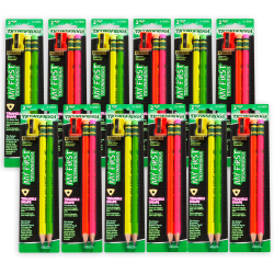 Ticonderoga My First Tri-Write Wood-Case Pencils, No. 2/Soft, Assorted Neon Colors, 2 Pencils Per Pack, Set Of 12 Packs