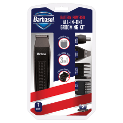 Barbasol Battery-Powered 7-Piece All-In-1 Grooming Set, Black