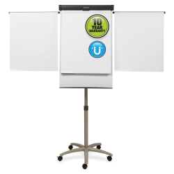 Quartet® Compass Mobile Magnetic Dry-Erase Whiteboard/Flipchart Presentation Easel, 3' x 2', Metal Frame With Graphite Finish